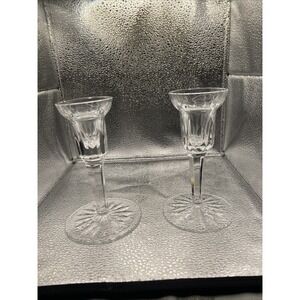 Vintage Waterford clear crystal Candlesticks 5 5/8", Excellent